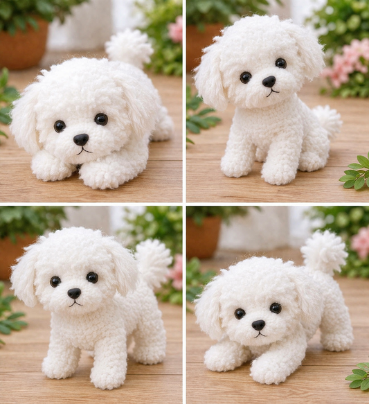 Bichon Frise Crochet Pattern PDF, Fluffy Puppy Amigurumi Pattern