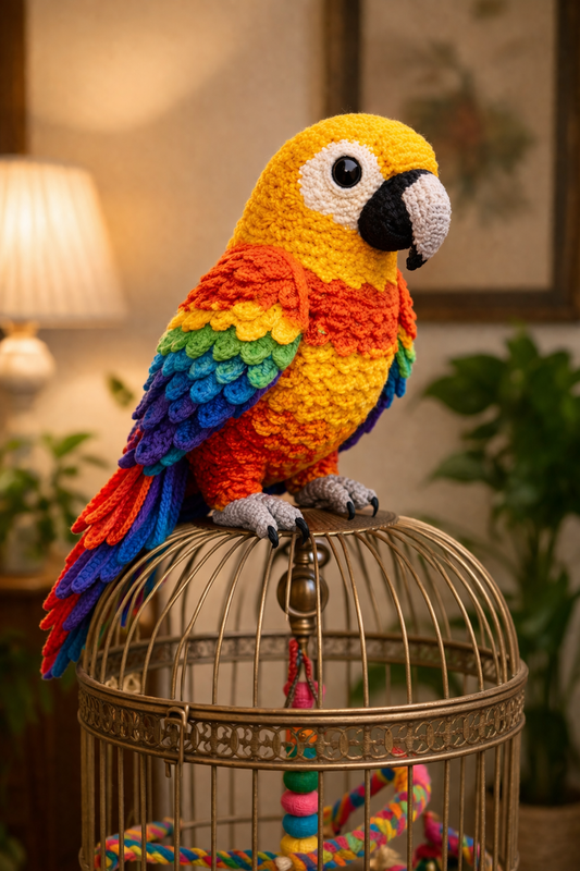 Crochet Parrot Pattern PDF, Rainbow Macaw Amigurumi Bird Pattern