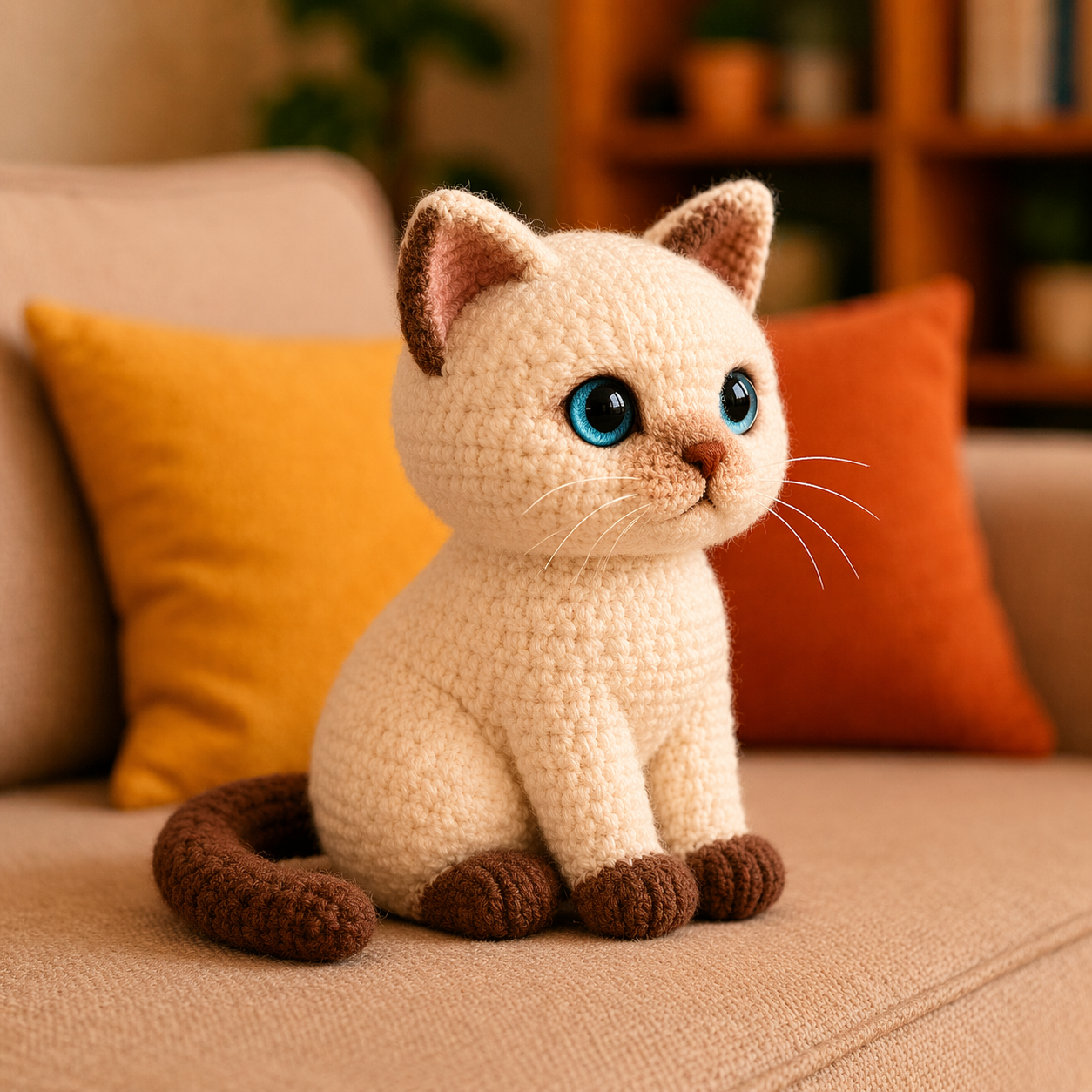 Crochet Siamese Cat Plush Toy – Handmade Amigurumi Cat