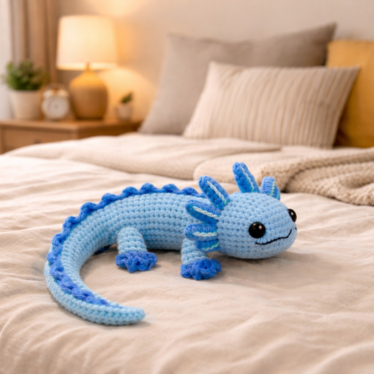 Crochet Blue Axolotl Plush Toy – Handmade Amigurumi Sea Creature
