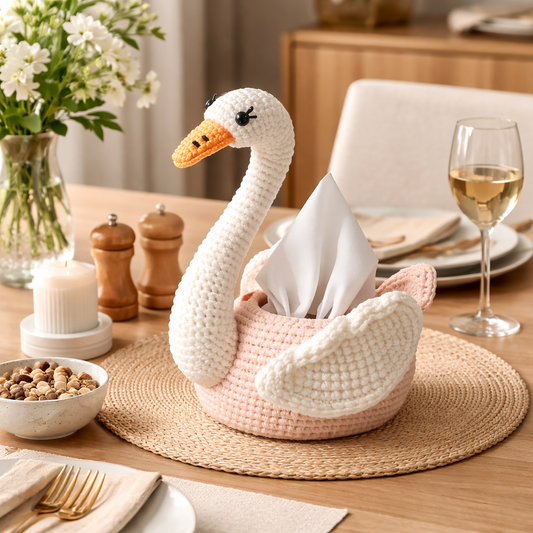 Crochet Swan Tissue Box Cover Pattern PDF, Amigurumi Swan Tissue Holder