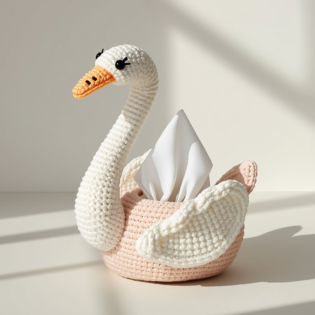 Crochet Swan Tissue Box Cover Pattern PDF, Amigurumi Swan Tissue Holder
