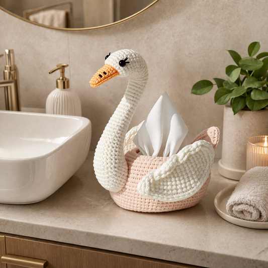 Crochet Swan Tissue Box Cover Pattern PDF, Amigurumi Swan Tissue Holder