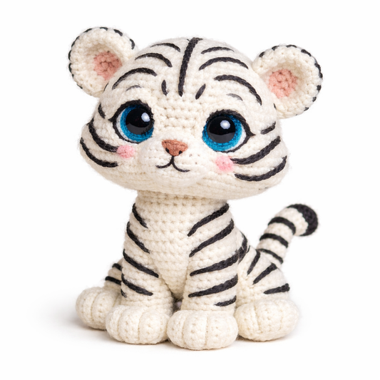 Crochet White Tiger Plush Toy – Handmade Amigurumi Tiger