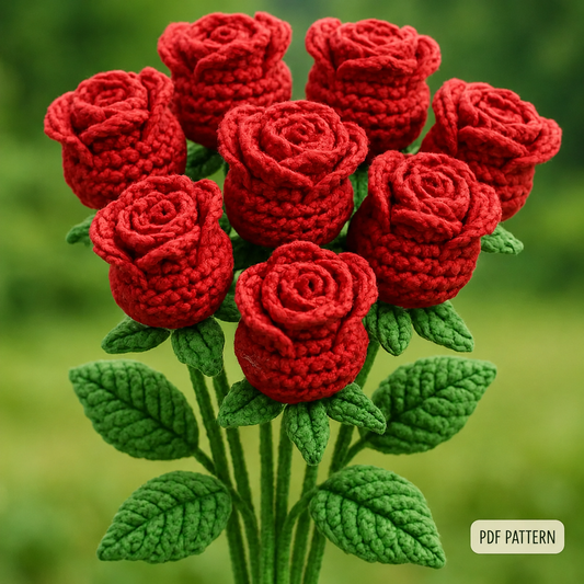 Crochet Rose Pattern PDF, Realistic Rose Flower Crochet Pattern
